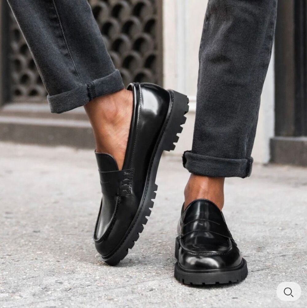 Thursday Boot Co Penny Lug Sole Loafer Leather Black $148 8.5